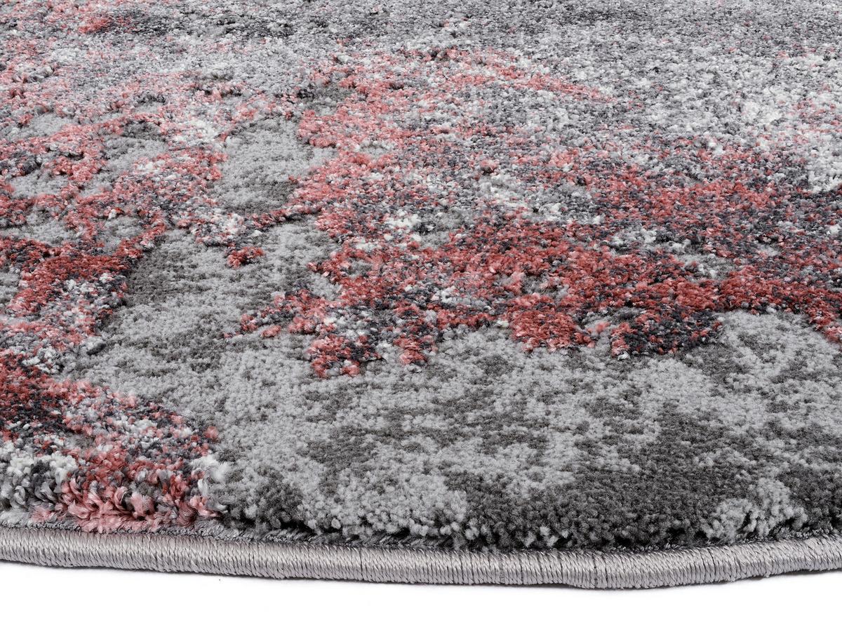 Webteppich Timeline Quantum Grau/Hellrot Rund Ø 200 cm - Hellrot/Grau, Design, Textil (200cm) - Novel