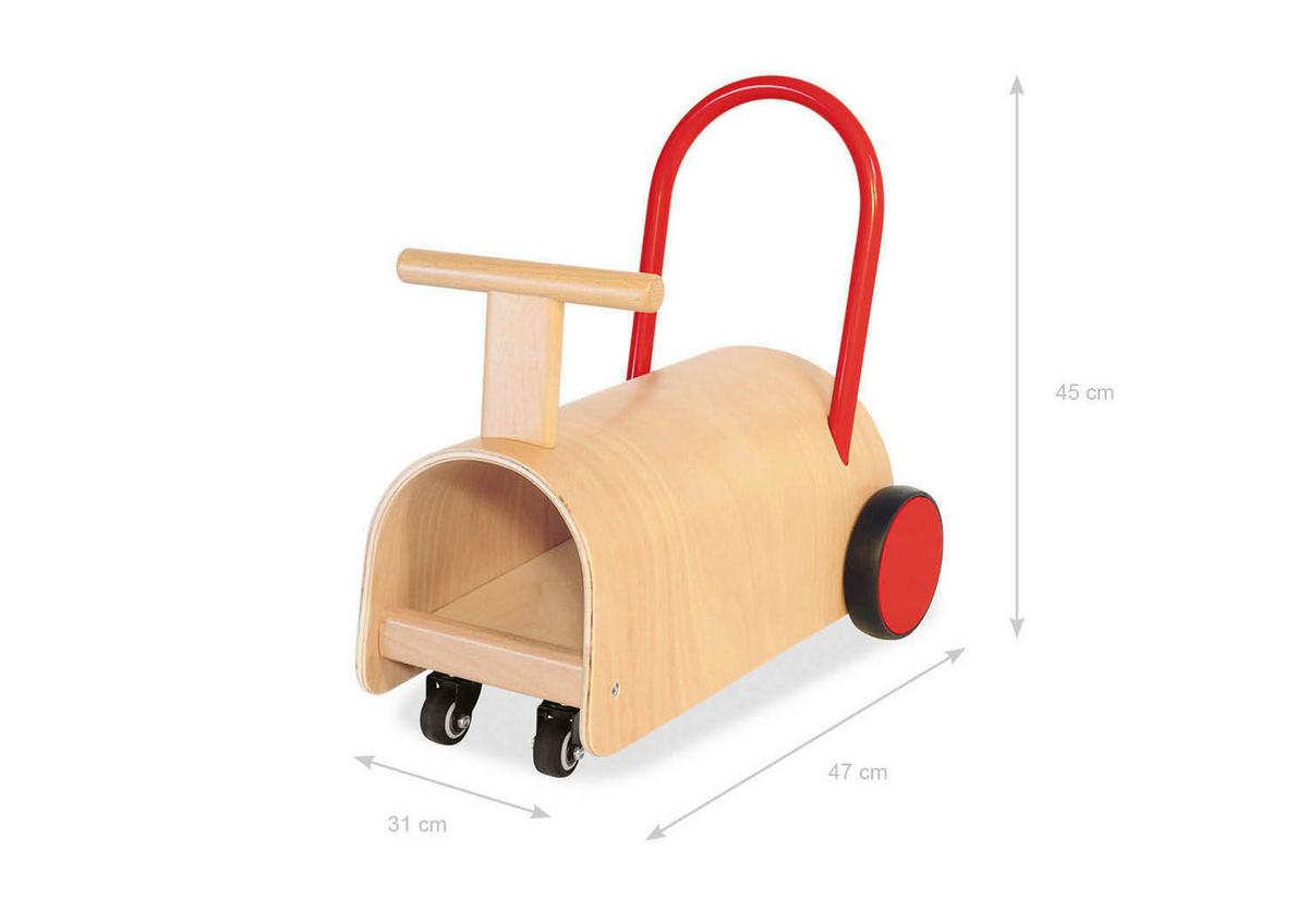 Lauflernhilfe Enzo - Rot/Naturfarben, Basics, Holz (L 47 cm/B 31 cm/H 45 cmcm) - Pinolino