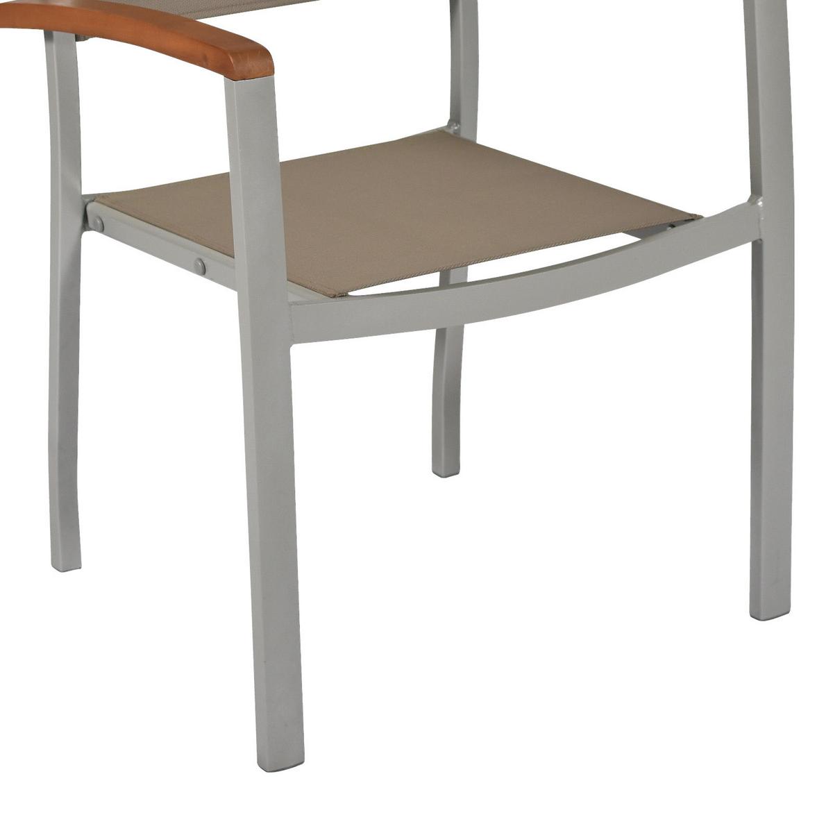 Gartenstuhl Stapelbar Naxos Aluminium/textilene - Silberfarben/Grau, ROMANTIK / LANDHAUS, Holz/Textil (59/85/56cm) - Gardenson
