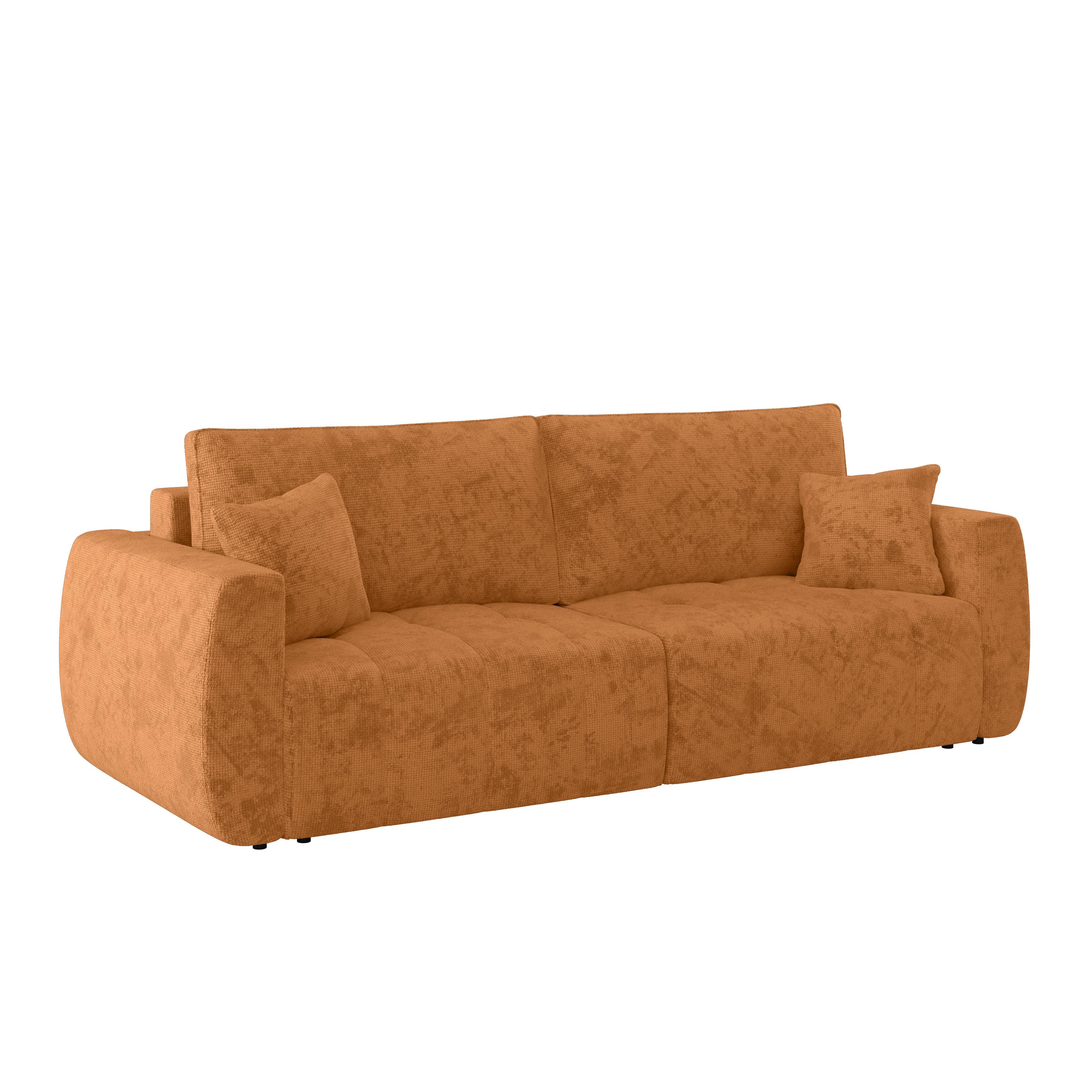 Schlafsofa Bali - Terracotta/Schwarz, MODERN, Holz/Textil (245/74-90/104cm) - Luca Bessoni