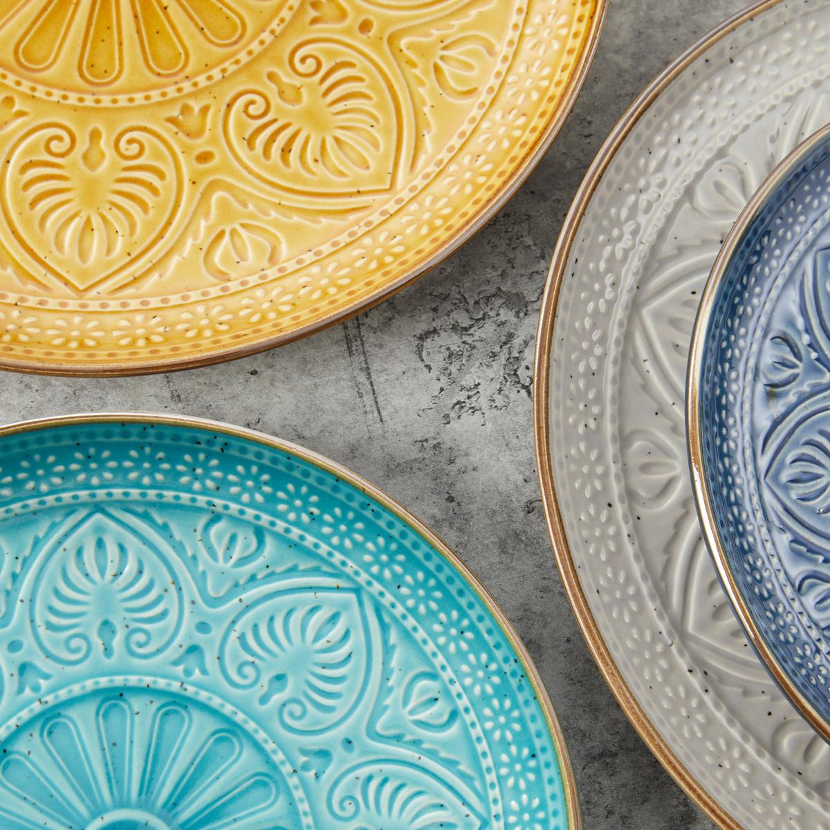 Kombinovaný servis SAMARKAND - žltá/petrolejová, Lifestyle, keramika (33/30/32cm) - Creatable