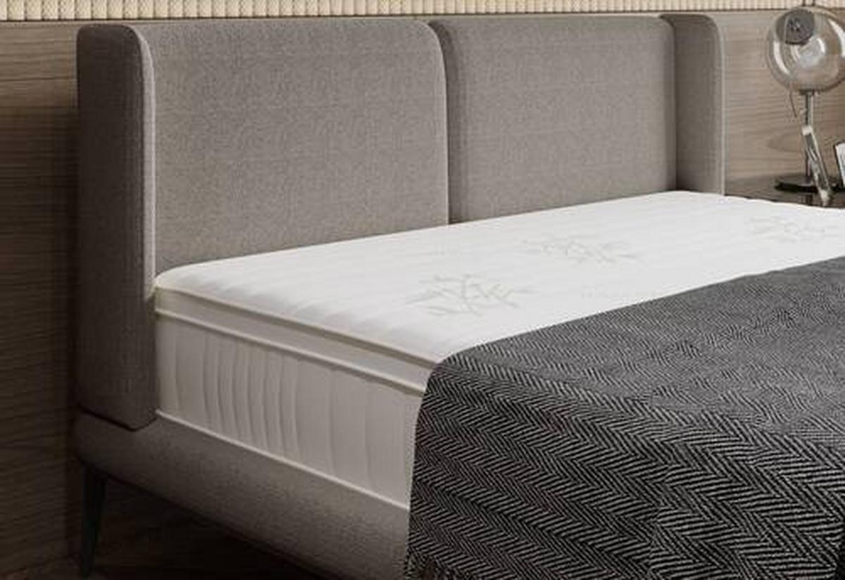 Polsterbett +matratze 180x200 Tessina Now Or Never Hellgrau - Hellgrau/Schwarz, MODERN, Textil (180/200cm) - Livetastic