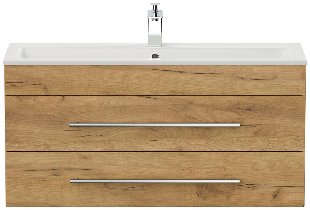 Badezimmer Portus Eiche Dekor B: 100 Cm - Eichefarben/Weiß, MODERN, Keramik/Holzwerkstoff (100cm) - MID.YOU