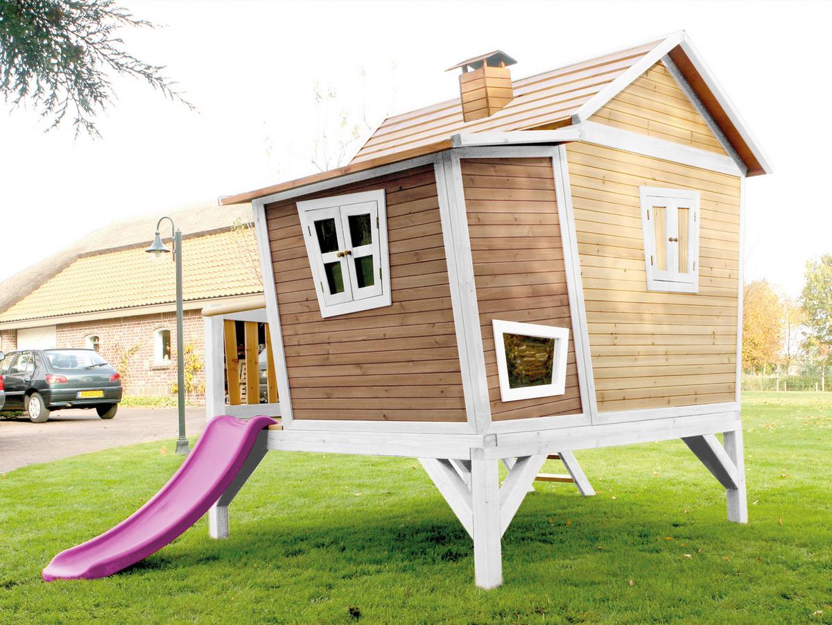 Spielhaus A030.108.41 - Lila/Hellgrün, KONVENTIONELL, Holz/Kunststoff (123/12,8/152cm) - Ambia Garden