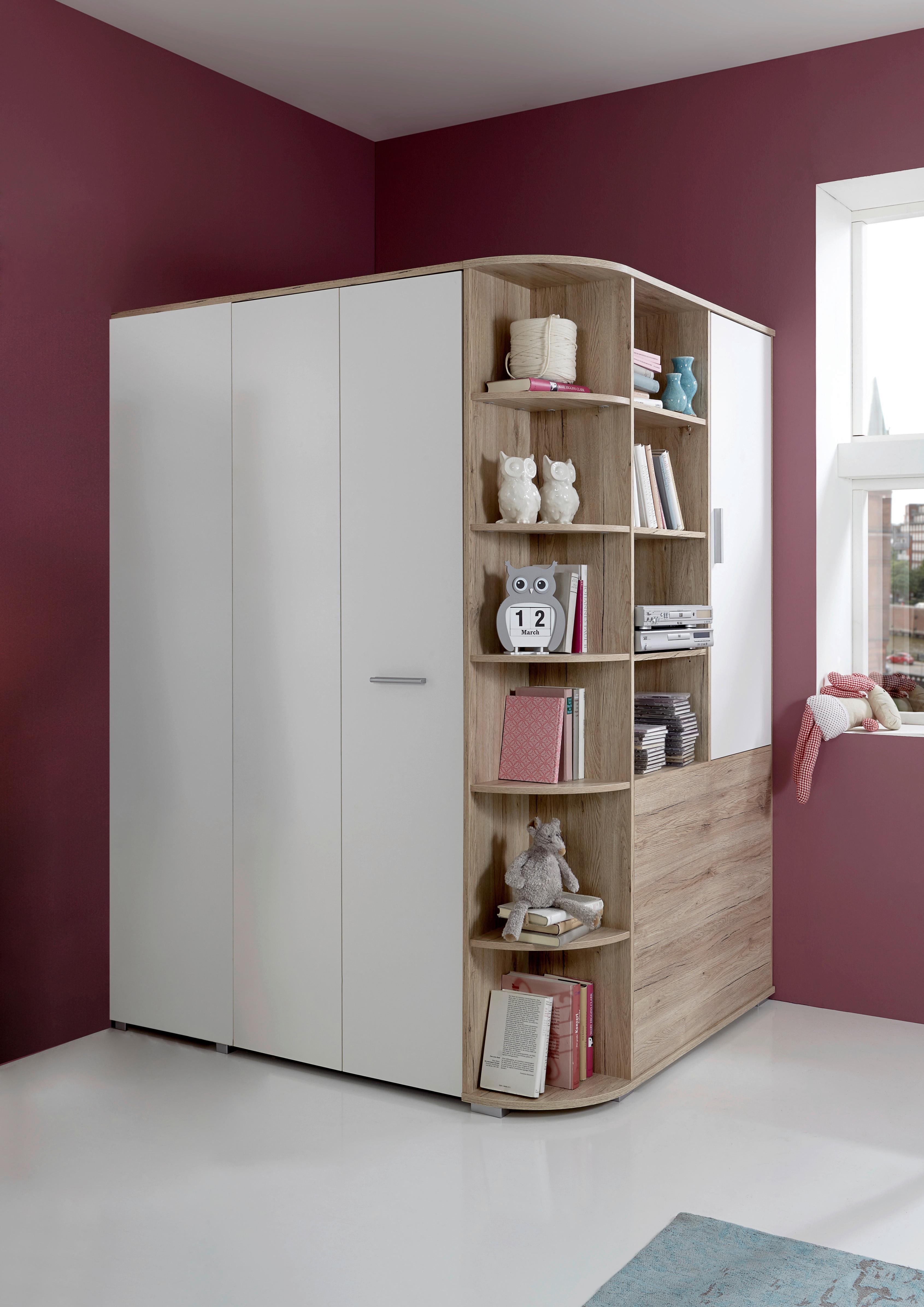 Eichefarbener Eckschrank mit 2 Spiegeltüren