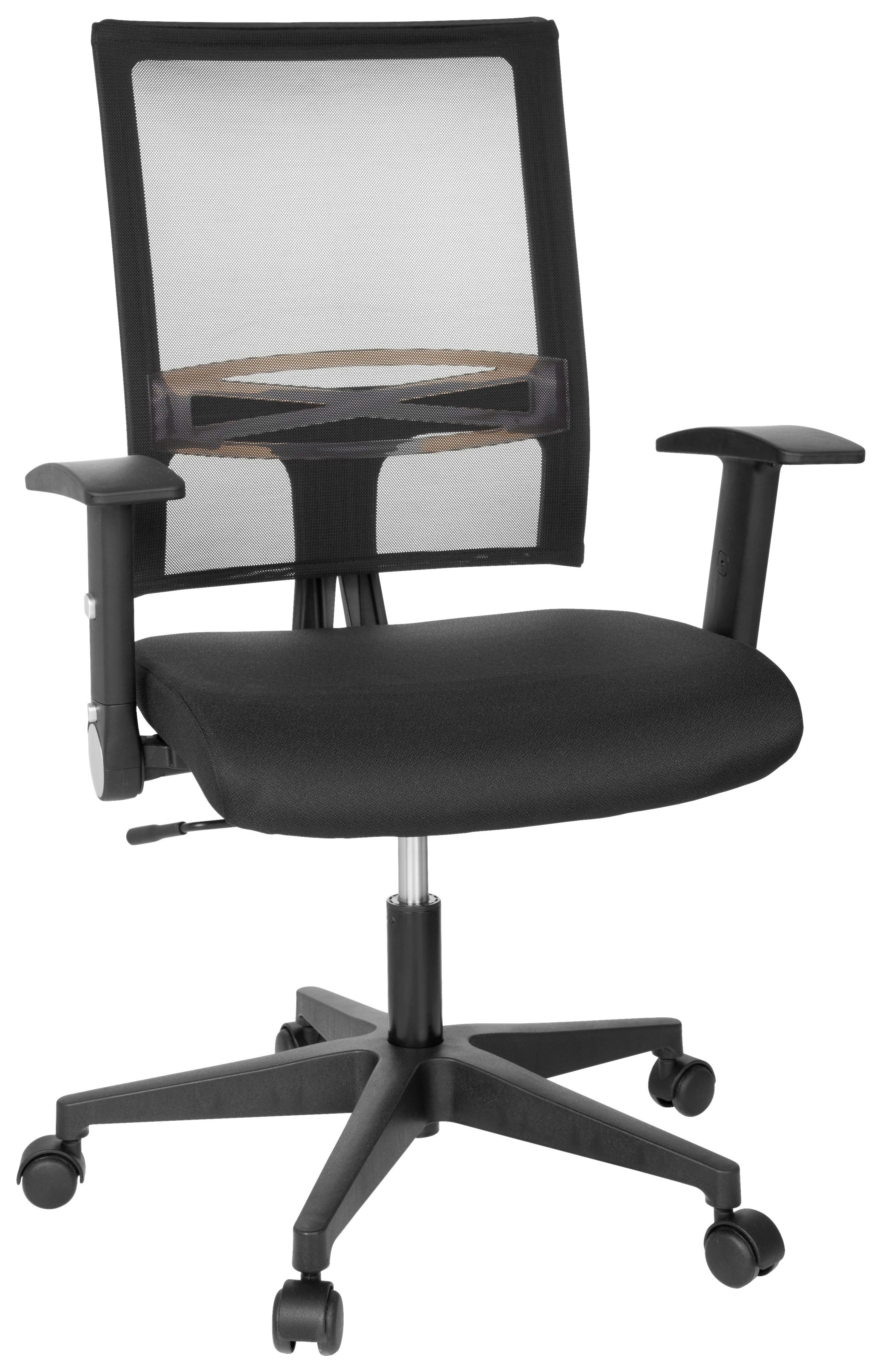 Drehstuhl Office R8 Schwarz - Schwarz, MODERN, Kunststoff/Textil (66/110/50cm) - MID.YOU