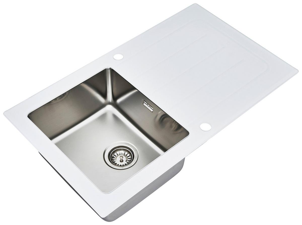 Spüle Respekta Edelstahl Bxt: 86x50 cm - Weiß, Trend, Glas/Metall (86/21/50cm) - Respekta