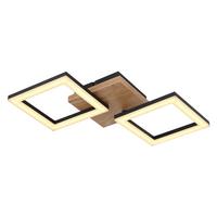 Led-deckenleuchte 67280-18 - Dunkelbraun/Opal, Design, Holz/Kunststoff (46/22,5/7cm) - Globo