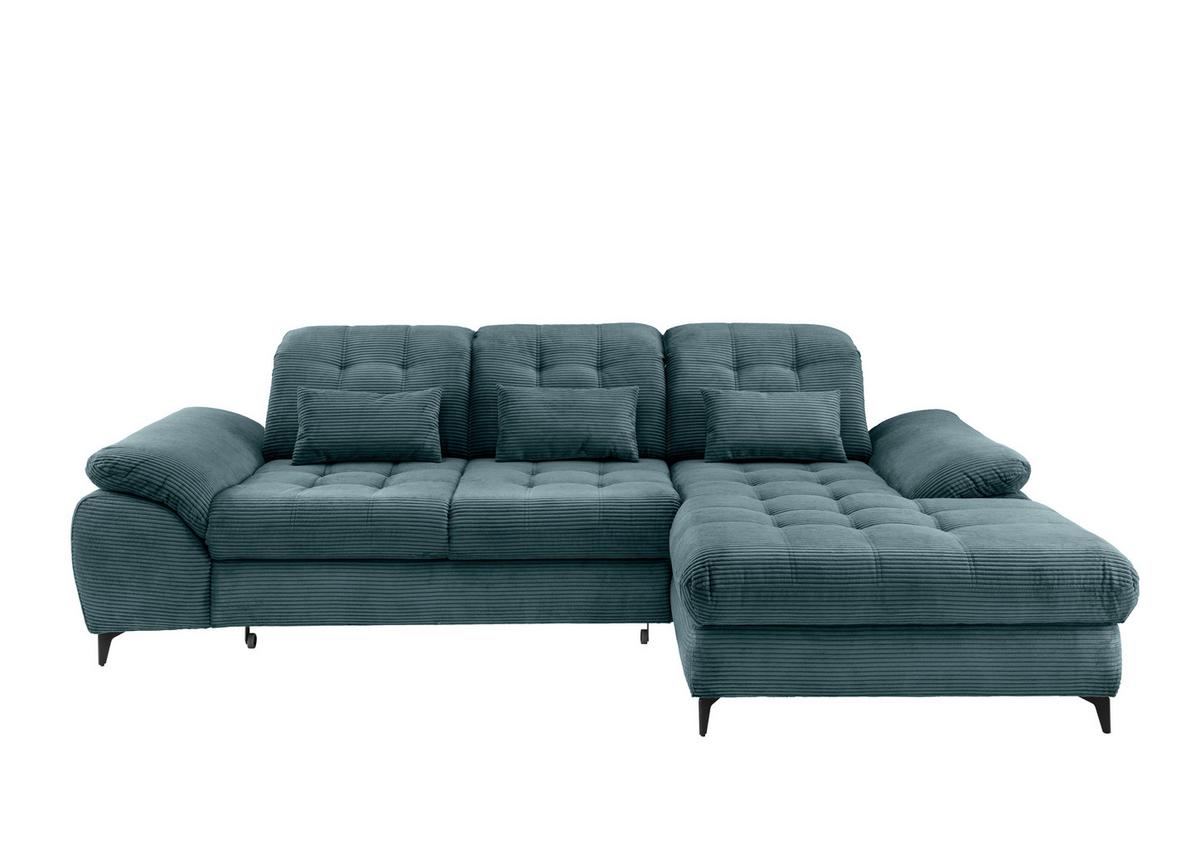Eckschlafsofa Delphino, Petrol S: 273x189 cm - Petrol/Schwarz, MODERN, Textil (273/189cm) - Livetastic