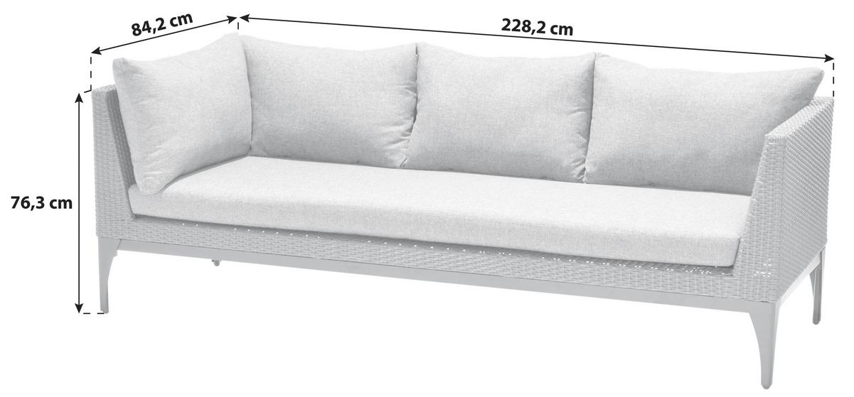 Loungesofa Infinity Aus Kunststoffgeflecht mit Kissen - Anthrazit/Schwarz, Basics, Kunststoff/Metall (227/58/83cm)