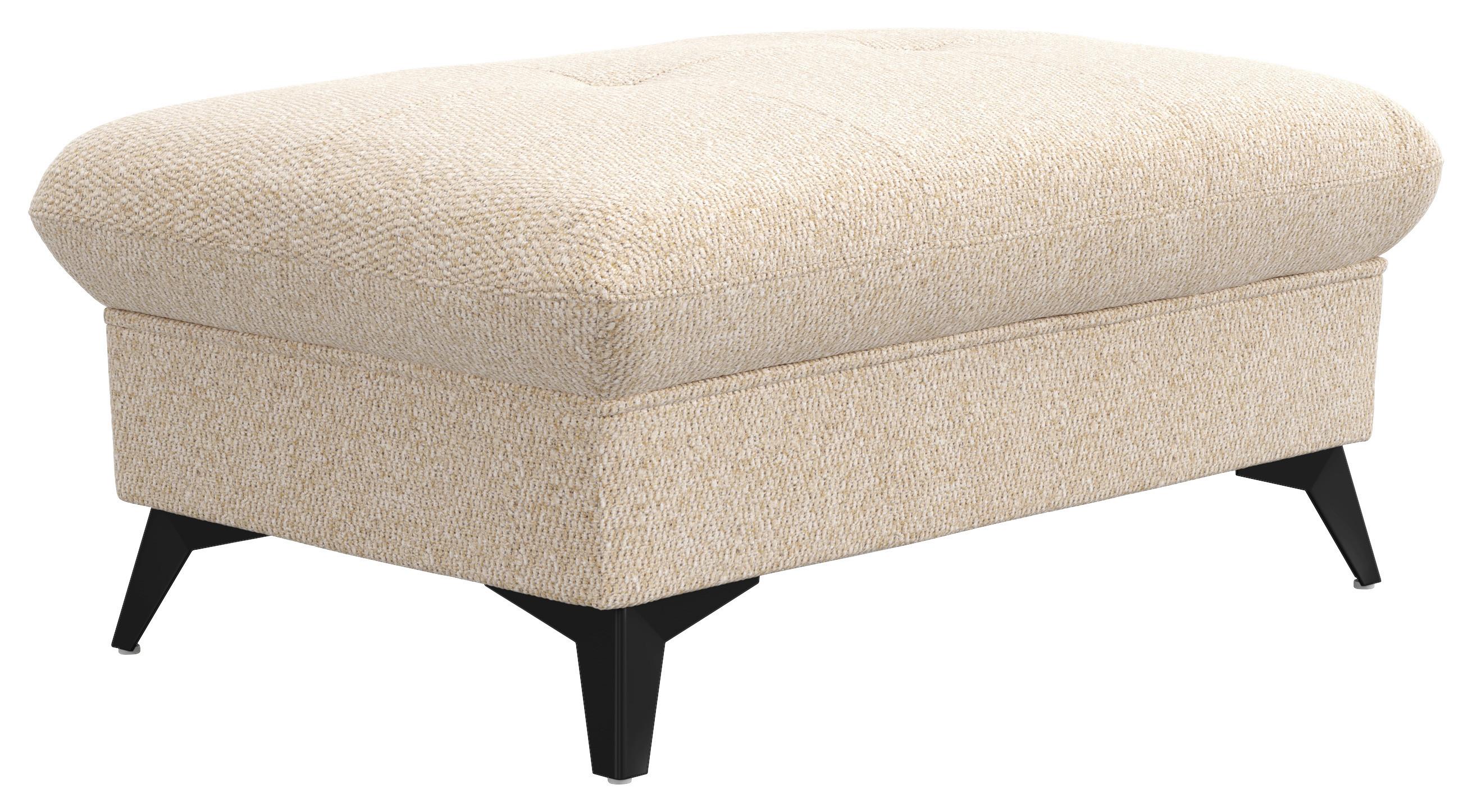 Hocker Hudson Chenille beige, B: 102cm - Beige/Schwarz, KONVENTIONELL, Textil (102/45/65cm) - Sembella