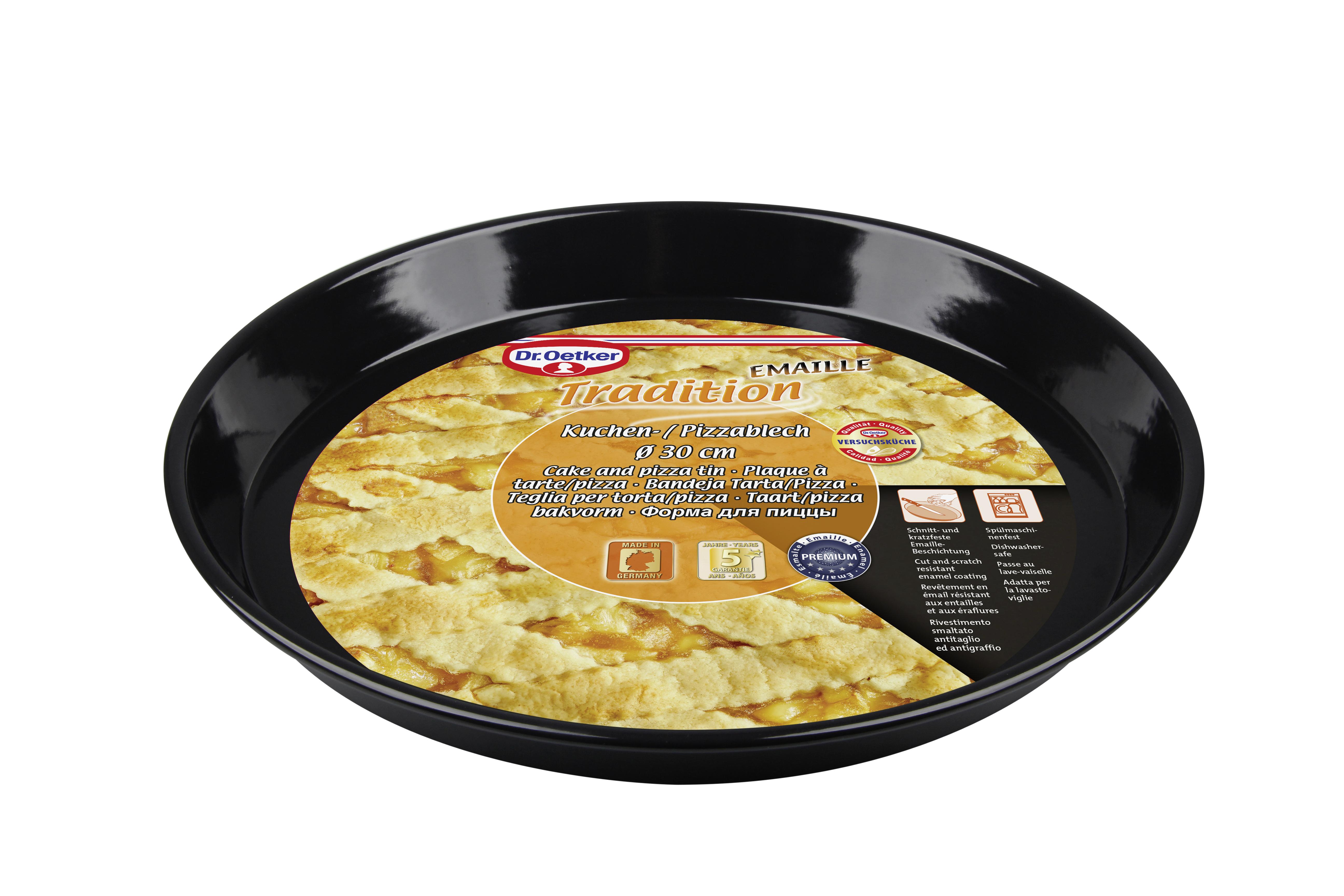 Pizzablech Rund DxH: 30x3 cm Stahl, Antihaftbeschichtet - Schwarz, Metall (30/3cm) - Dr.Oetker