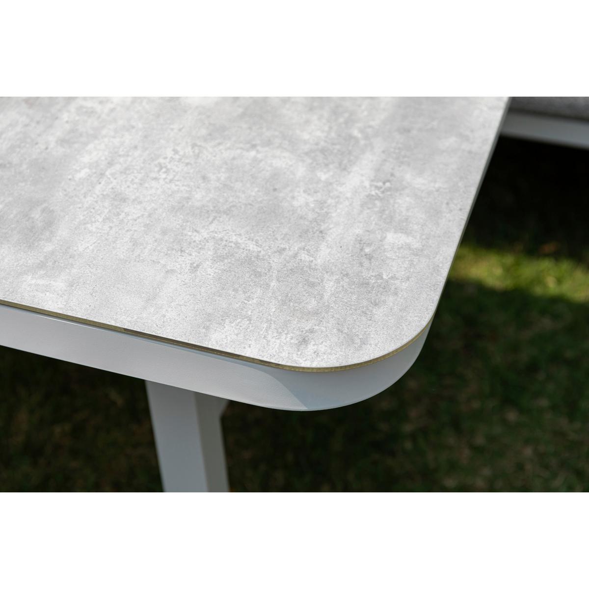 DINING-LOUNGESET HARVEY XL - Weiß/Grau, MODERN, Glas/Textil - Gardenson