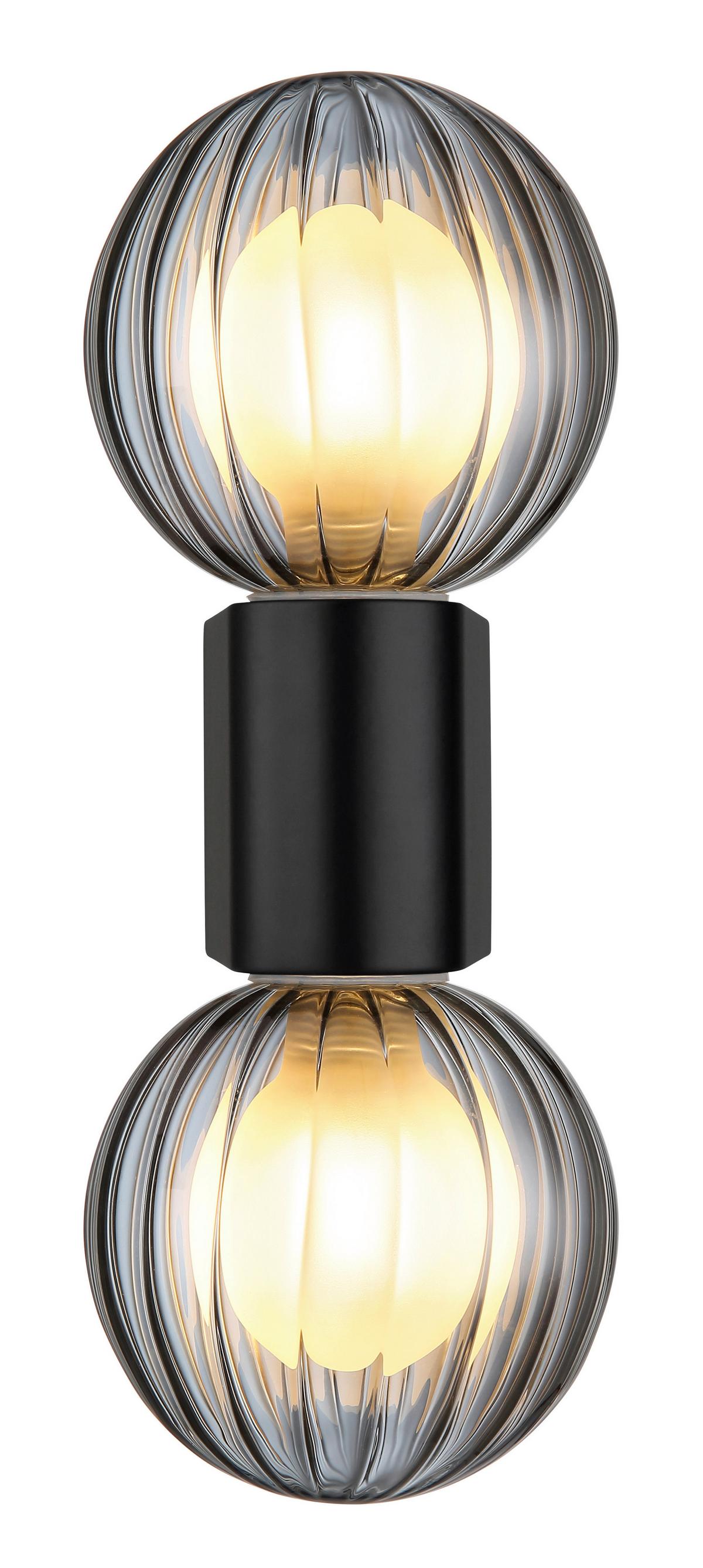 Badezimmer-Wandleuchte 41928-2 - Schwarz, KONVENTIONELL, Glas/Metall (26,5/10/12cm) - Globo