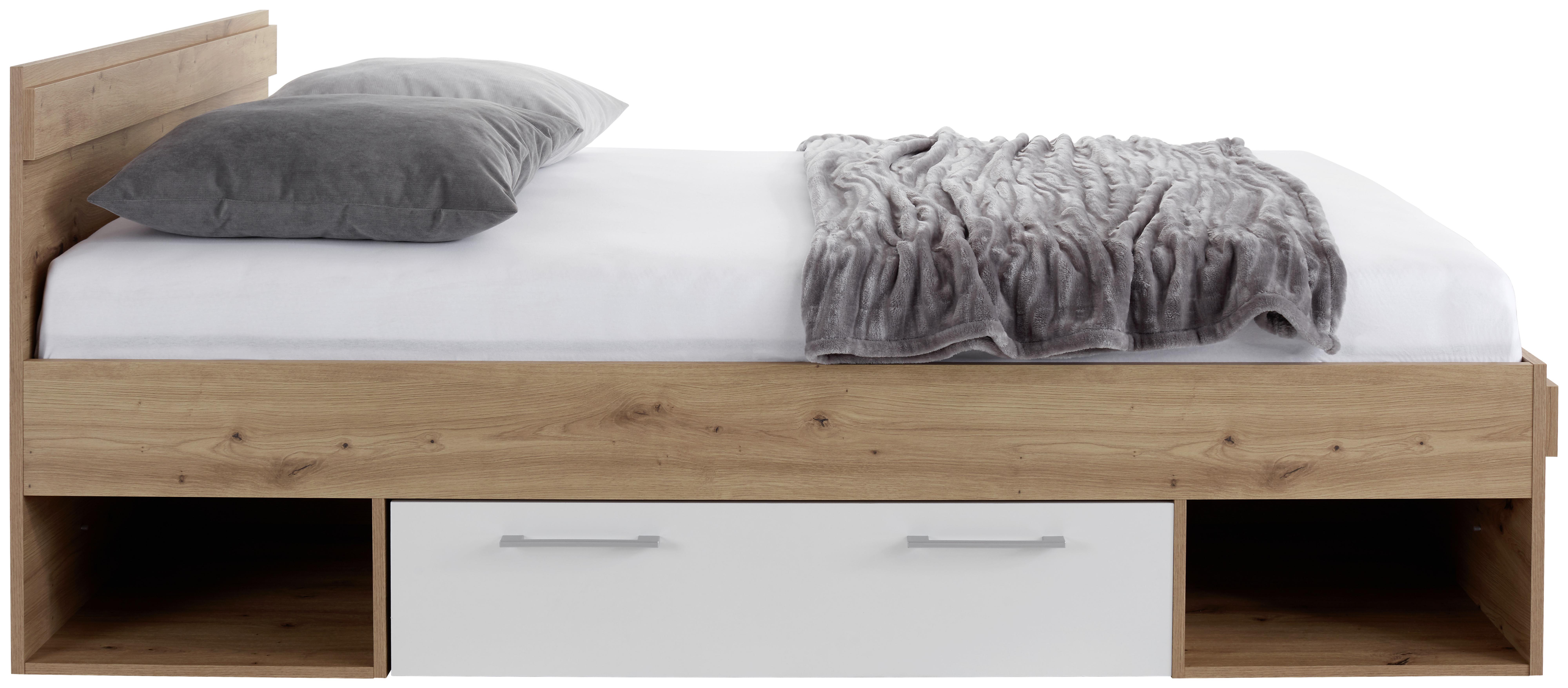 Stauraumbett 140x200 Cm Box, Artisan Eiche Dekor/weiß - Eichefarben/Weiß, MODERN, Holzwerkstoff (140/200cm) - Ondega
