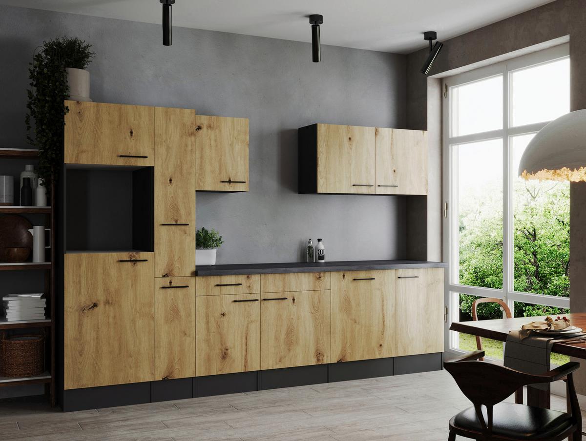 Küchenleerblock Oliver Artisan Dekor B: 310 cm - Eiche Artisan/Grau, Design, Holzwerkstoff (310cm) - Respekta