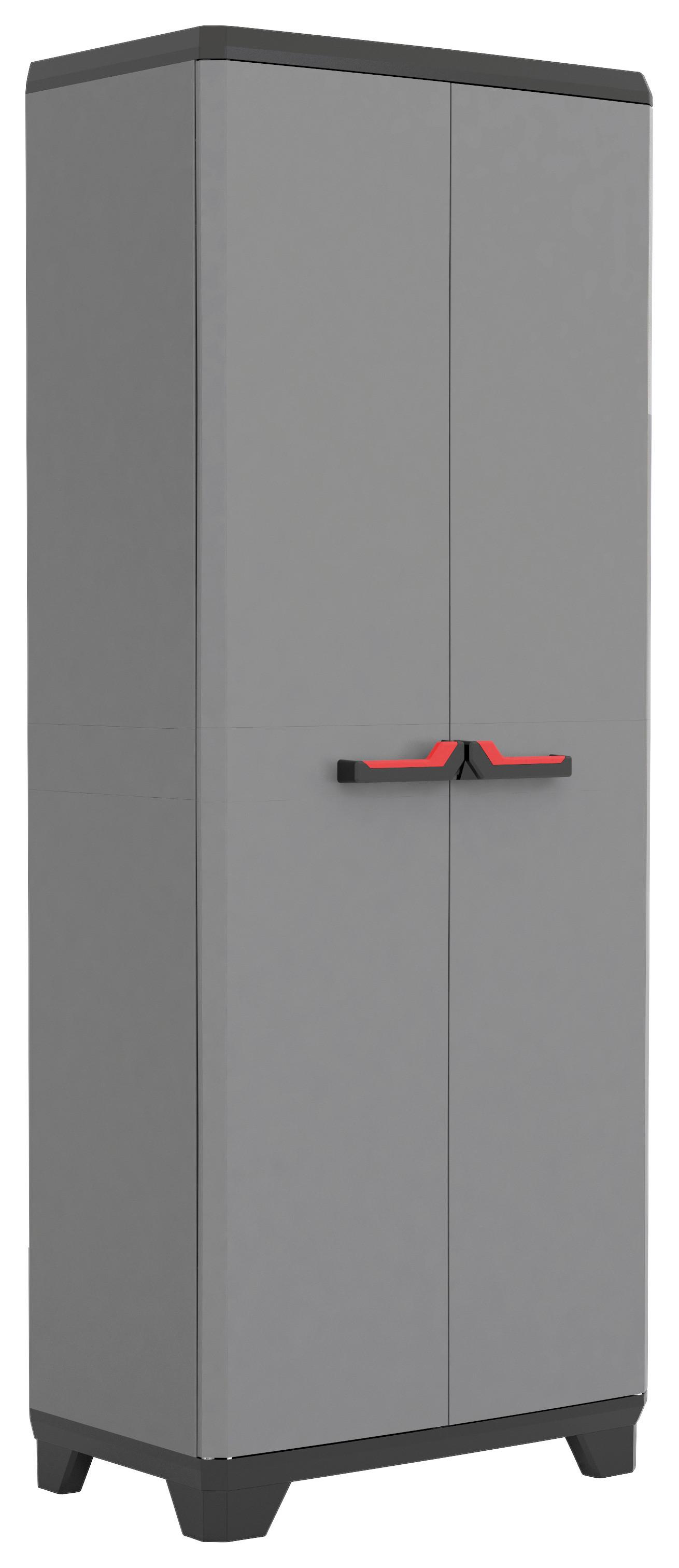 Mehrzweckschrank Stilo Tall Grau/Rot/Schwarz BxH: 68x173cm - Rot/Schwarz, Design, Kunststoff (68/173/39cm) - Keter