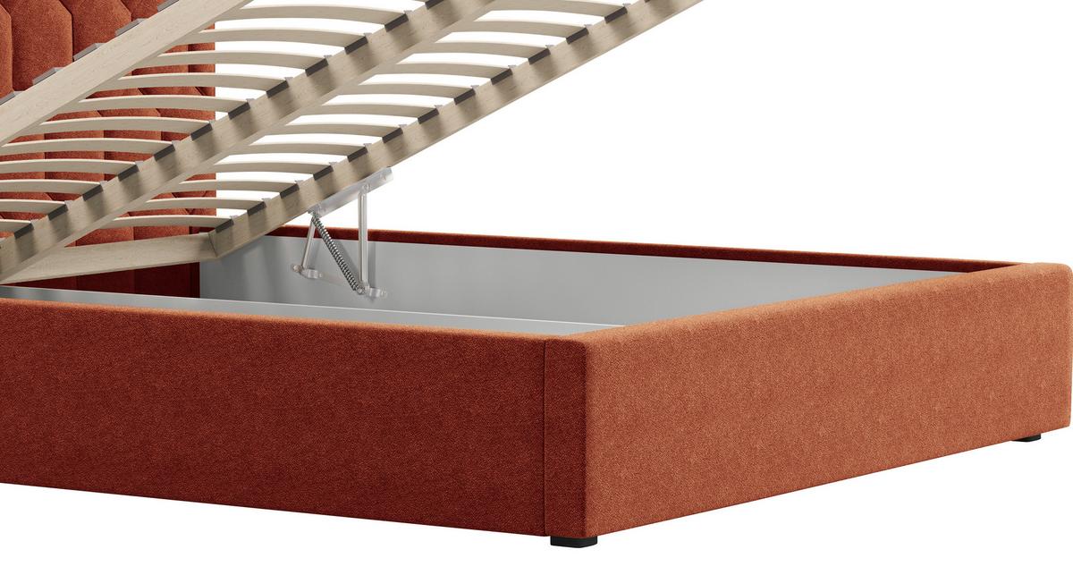 Polsterbett Veronice mit Bettkasten 140x200 - Schwarz/Orange, MODERN, Holz (140/200cm) - Livetastic