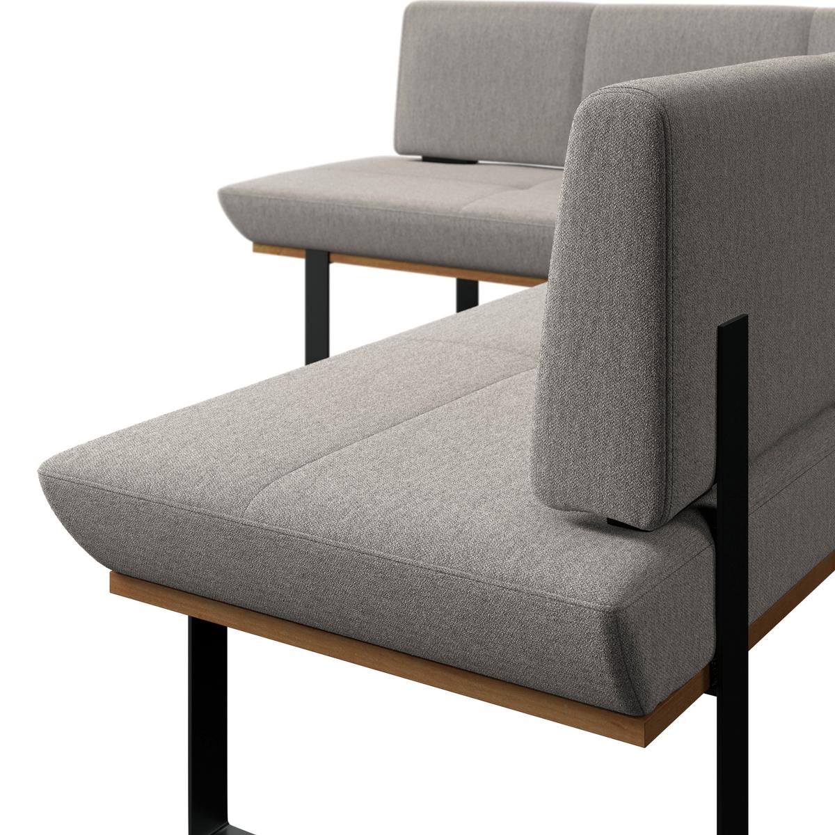 Eckbank Tristan Webstoff hellgrau, S:175x245cm - Hellgrau/Schwarz, MODERN, Holz/Textil (175/245cm) - James Wood