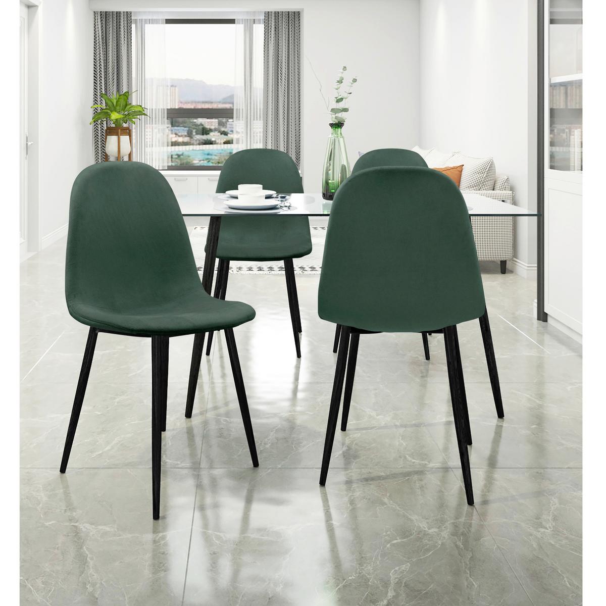 Stuhl-Set Monza Dunkelgrün B: 44cm 4--Teilig - Dunkelgrün/Schwarz, Design, Textil/Metall (44/87/51cm) - MID.YOU