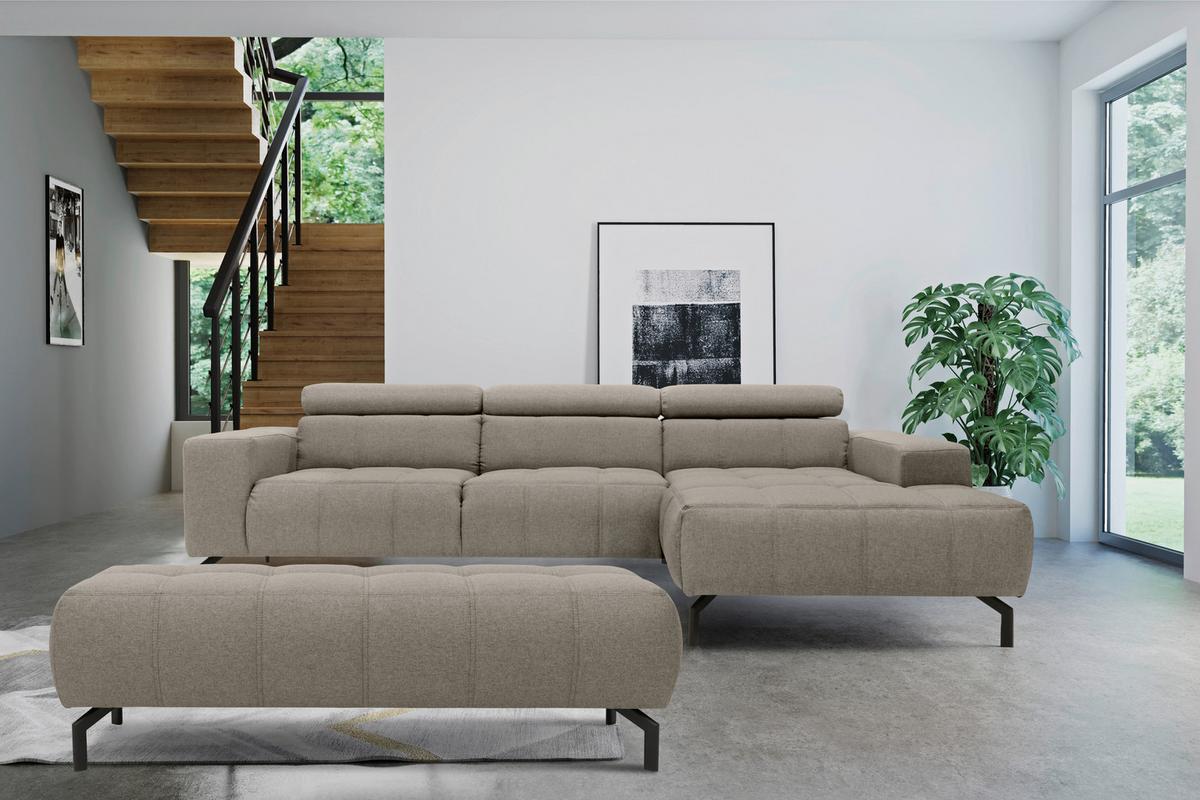 Polsterhocker Cunelli Grau Webstoff H: 45 Cm - Schwarz/Grau, Design, Textil (153/45/62cm) - MID.YOU