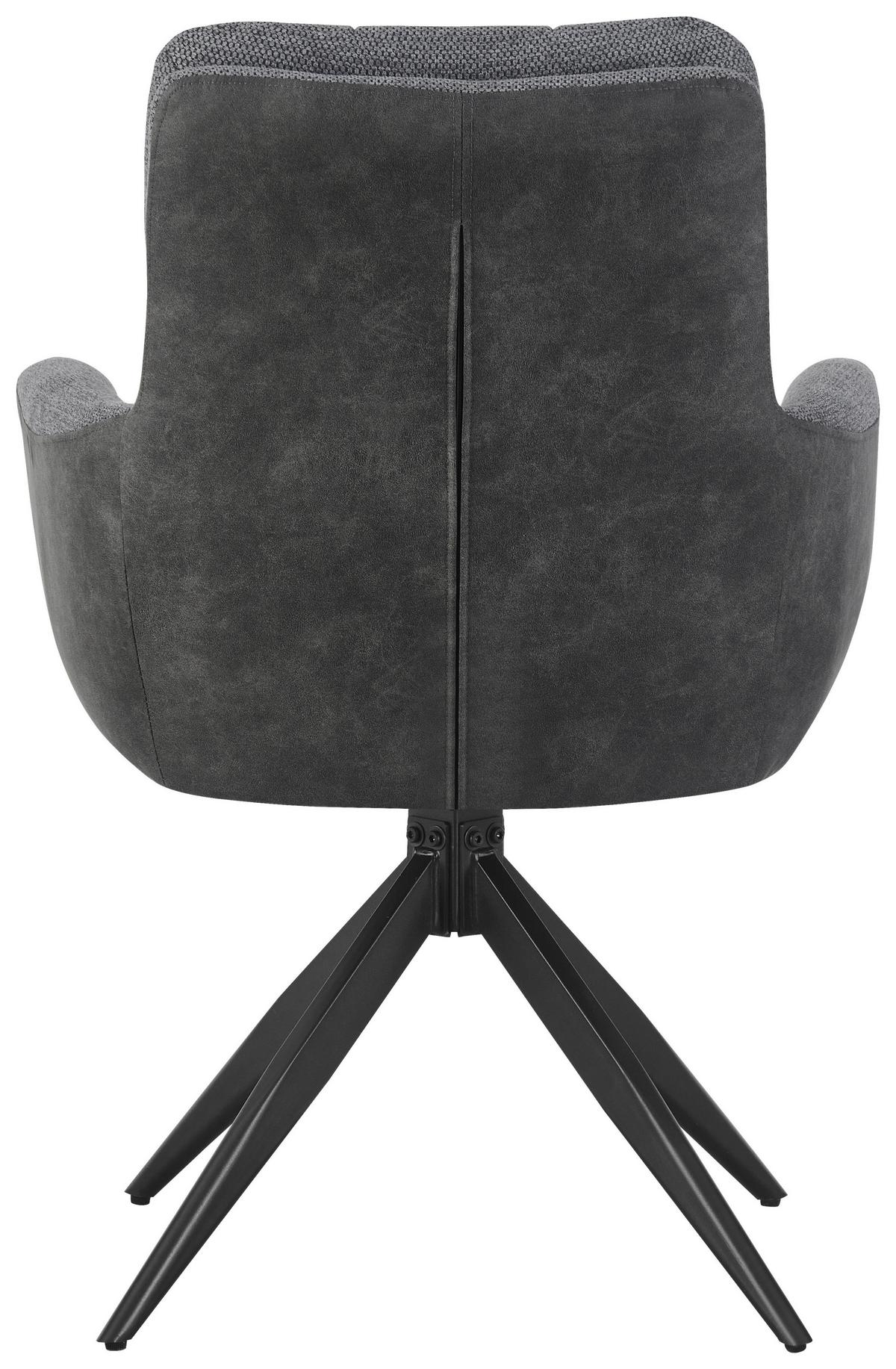 Armlehnstuhl Naim Grau B: 60 cm, 180 ° drehbar - Schwarz/Grau, KONVENTIONELL, Holz/Textil (60/93/66cm) - MID.YOU