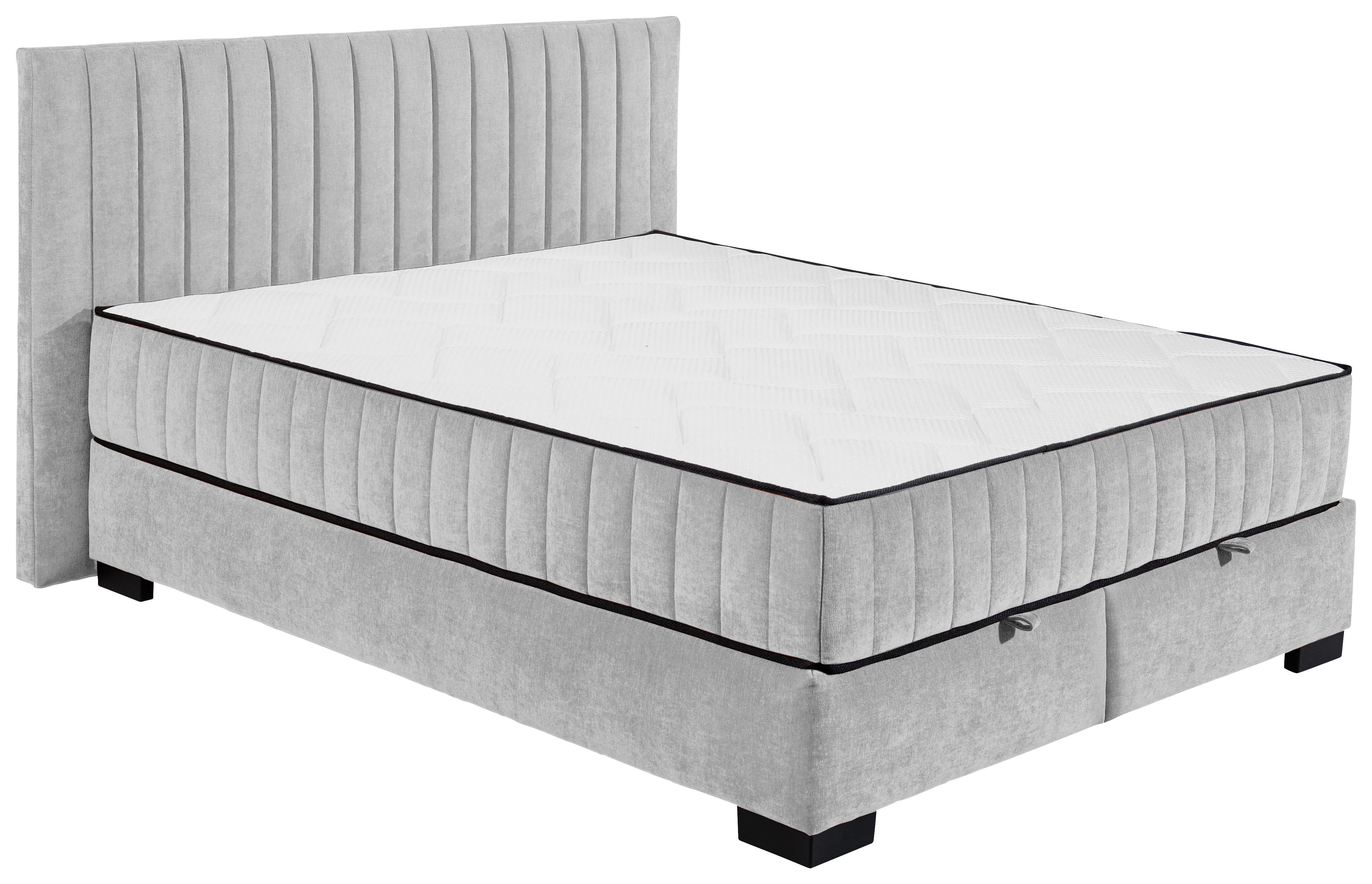 Boxbett Nagol C - Hellgrau/Schwarz, MODERN, Holzwerkstoff/Textil (160/200cm) - MID.YOU