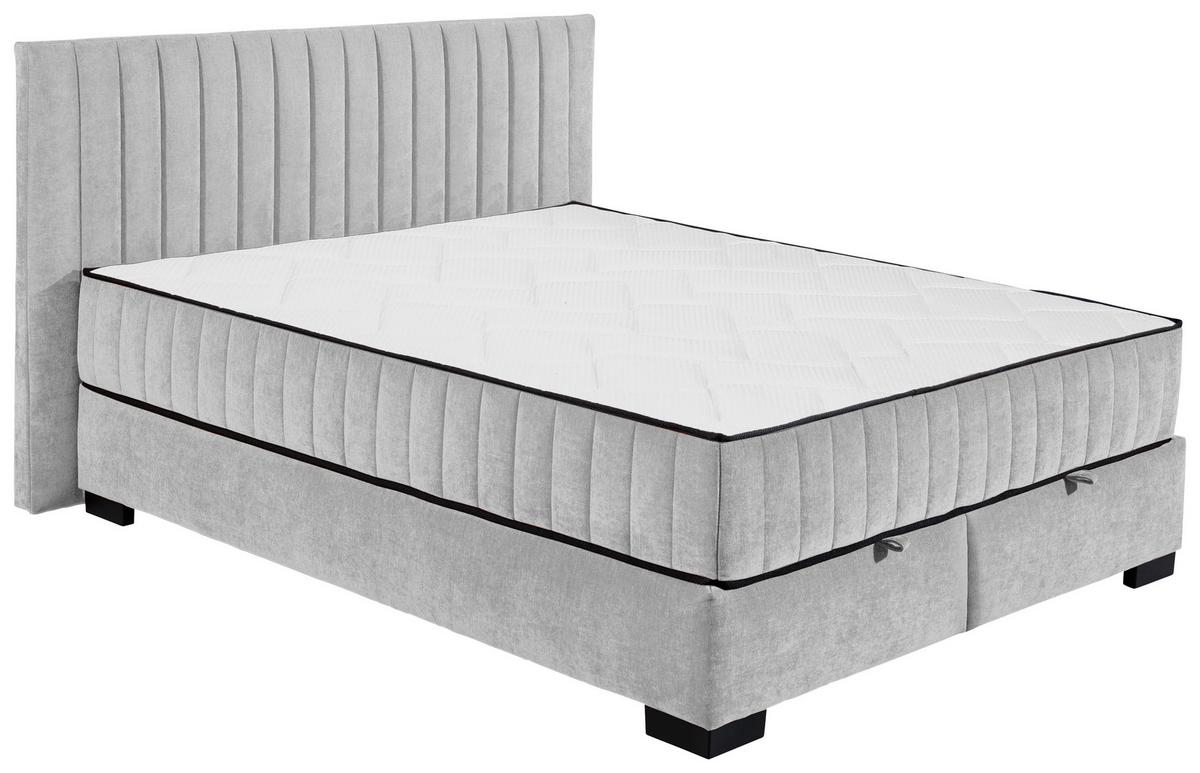 Boxbett Nagol C - Hellgrau/Schwarz, MODERN, Holzwerkstoff/Textil (160/200cm) - MID.YOU
