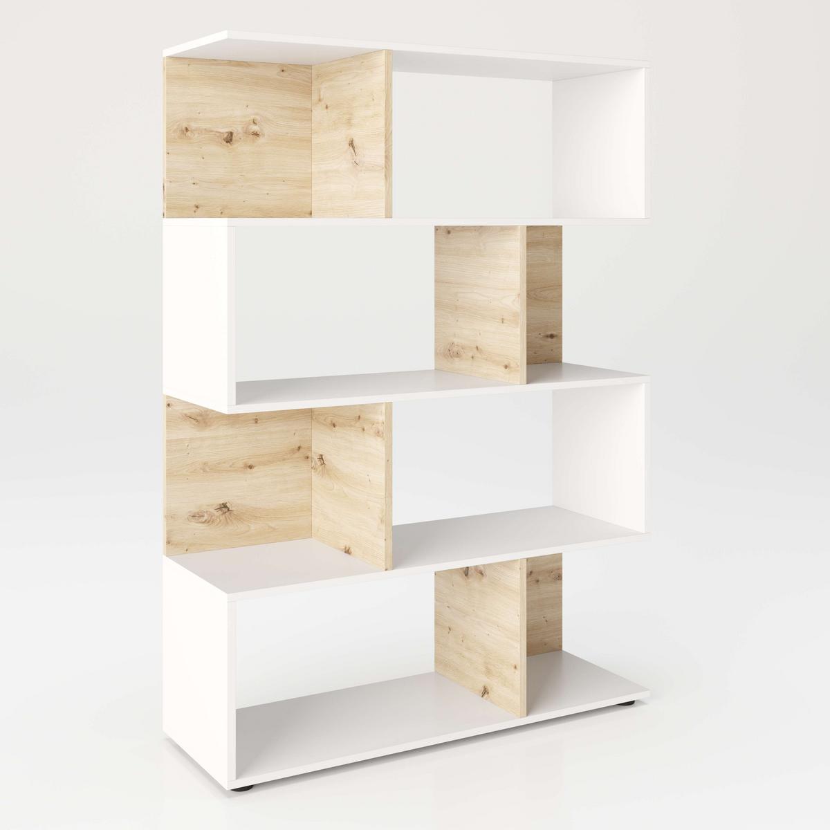 Regal Shelfy B: 103 Cm Weiß/eiche Artisan Dekor - Weiß/Eiche Artisan, MODERN, Holzwerkstoff (103/146/36cm) - MID.YOU