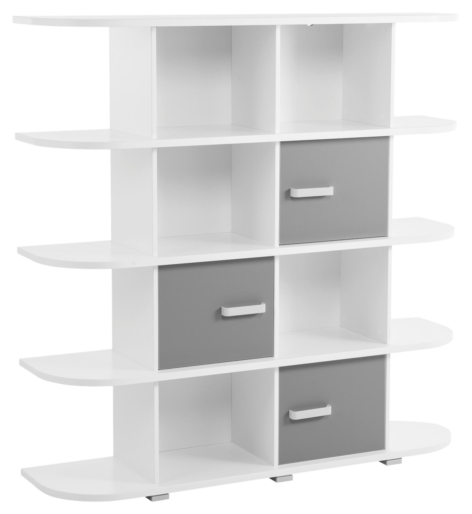 REGÁL YORIS - šedá/bílá, Design, kov/kompozitní dřevo (141,6/141/38cm) - MID.YOU
