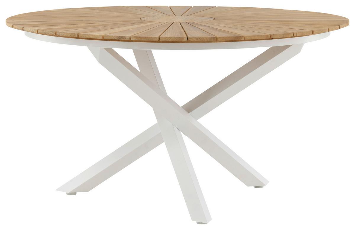 Gartentisch Mexico - Weiß/Teakfarben, KONVENTIONELL, Holz/Metall (140/140/75cm) - Gardenson