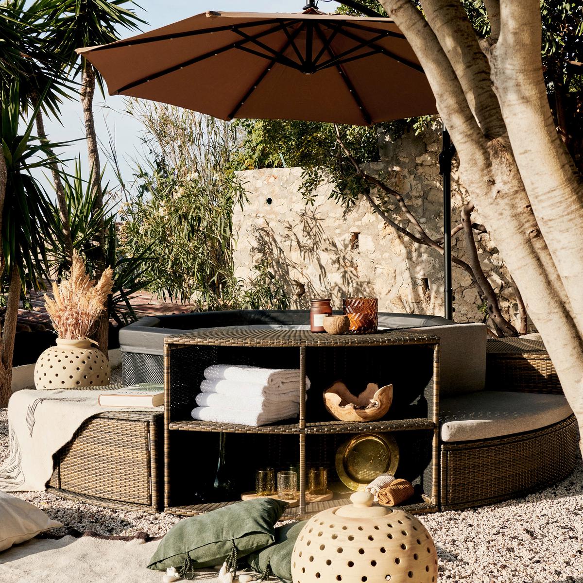 Whirlpool Netspa Octopus Ø 290 Cm Mit Umrandung+5 Möbel - Schwarz, Basics, Leder/Kunststoff (290/73cm)