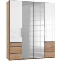 Drehtürenschrank 200cm Level, Weiß/eiche Dekor - Eichefarben/Weiß, MODERN, Glas/Holzwerkstoff (200/236/58cm) - MID.YOU