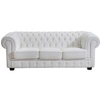 Chesterfield-sofa Bridgeport Weiß 3-Sitzer, Echtleder - Nussbaumfarben/Weiß, Design, Leder (200/76/98cm) - Max Winzer