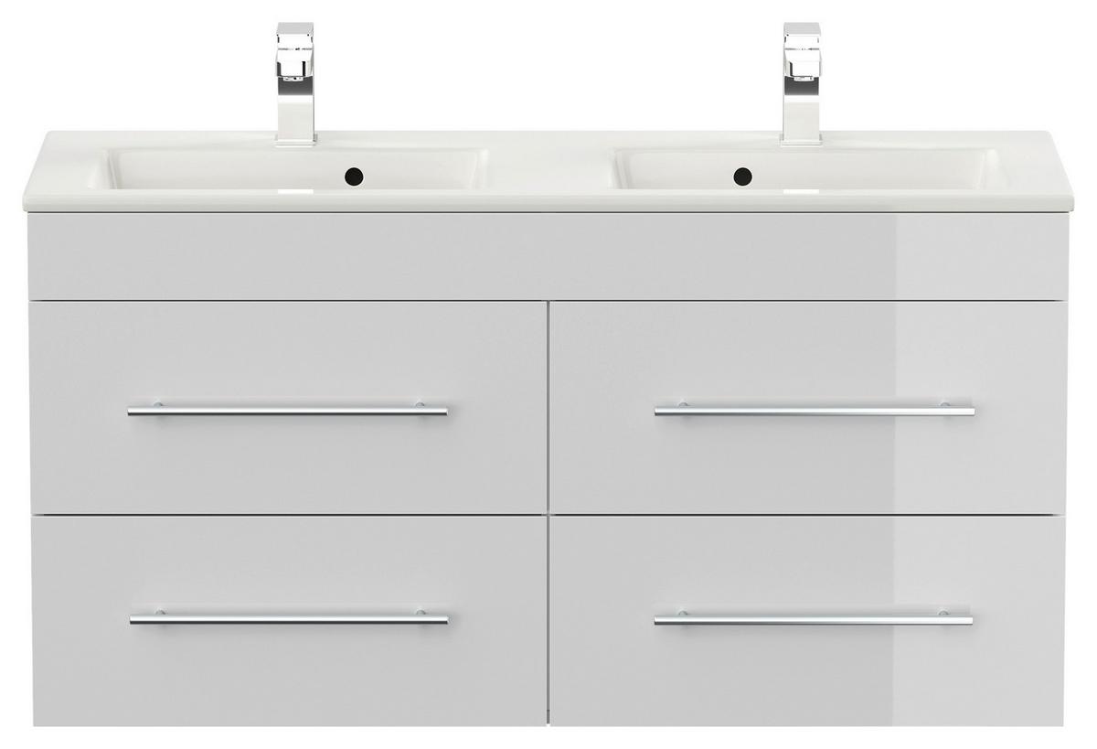 WASCHTISCHKOMBI Homeline, Weiß HG B: 120cm - Weiß Hochglanz/Weiß, Basics, Keramik/Holzwerkstoff (120cm) - MID.YOU