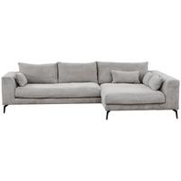 Ecksofa Berlin Cord Hellgrau 313x172 cm - Hellgrau/Schwarz, Design, Textil (313/172cm) - Livetastic