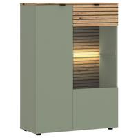 Vitrine Nexa Salbeigrün /Eiche Dekor B: 80cm - Salbeigrün/Eiche Artisan, Basics, Glas/Holzwerkstoff (80/116/40cm)