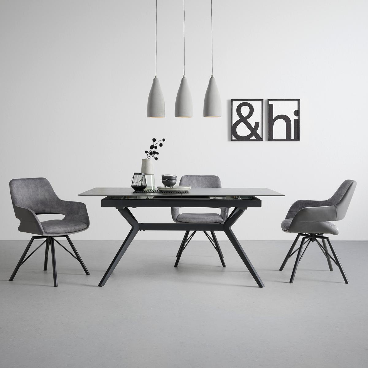 ŽIDLE S PODRUČKAMI ADRIANA - šedá/černá, Moderní, kov/dřevo (61/85/62,5cm) - Premium Living