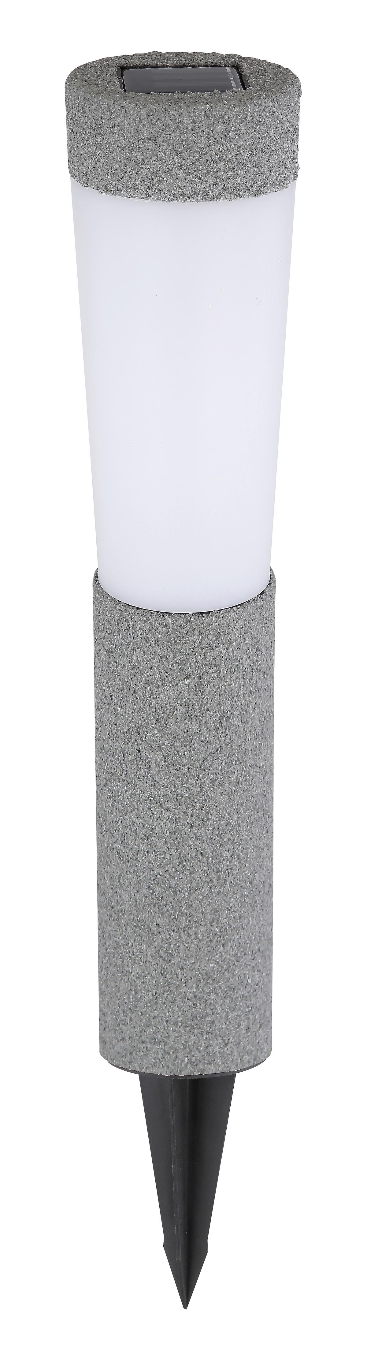 2 X Solarleuchte Mit Erdspieß Rund Grau 2x Tageslichtweiß - Grau, Design, Kunststoff (7,7/45,6cm) - Globo