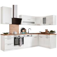 Rohová kuchyňa LUISA bez spotrebičov, 280x160 cm - biela/strieborná, Romantik / Landhaus, kompozitné drevo/sklo (280/170cm)