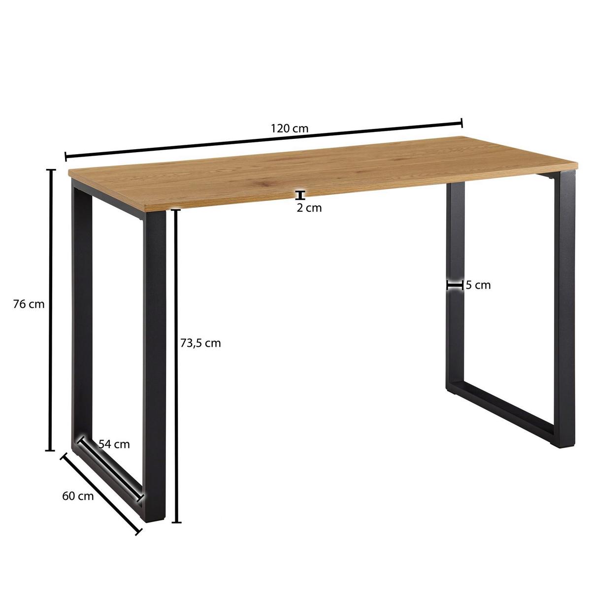 Trendový psací stůl s kovovými nohami š: 120cm - černá/hnědá, Moderní, kov/kompozitní dřevo (120/60/76cm) - MID.YOU