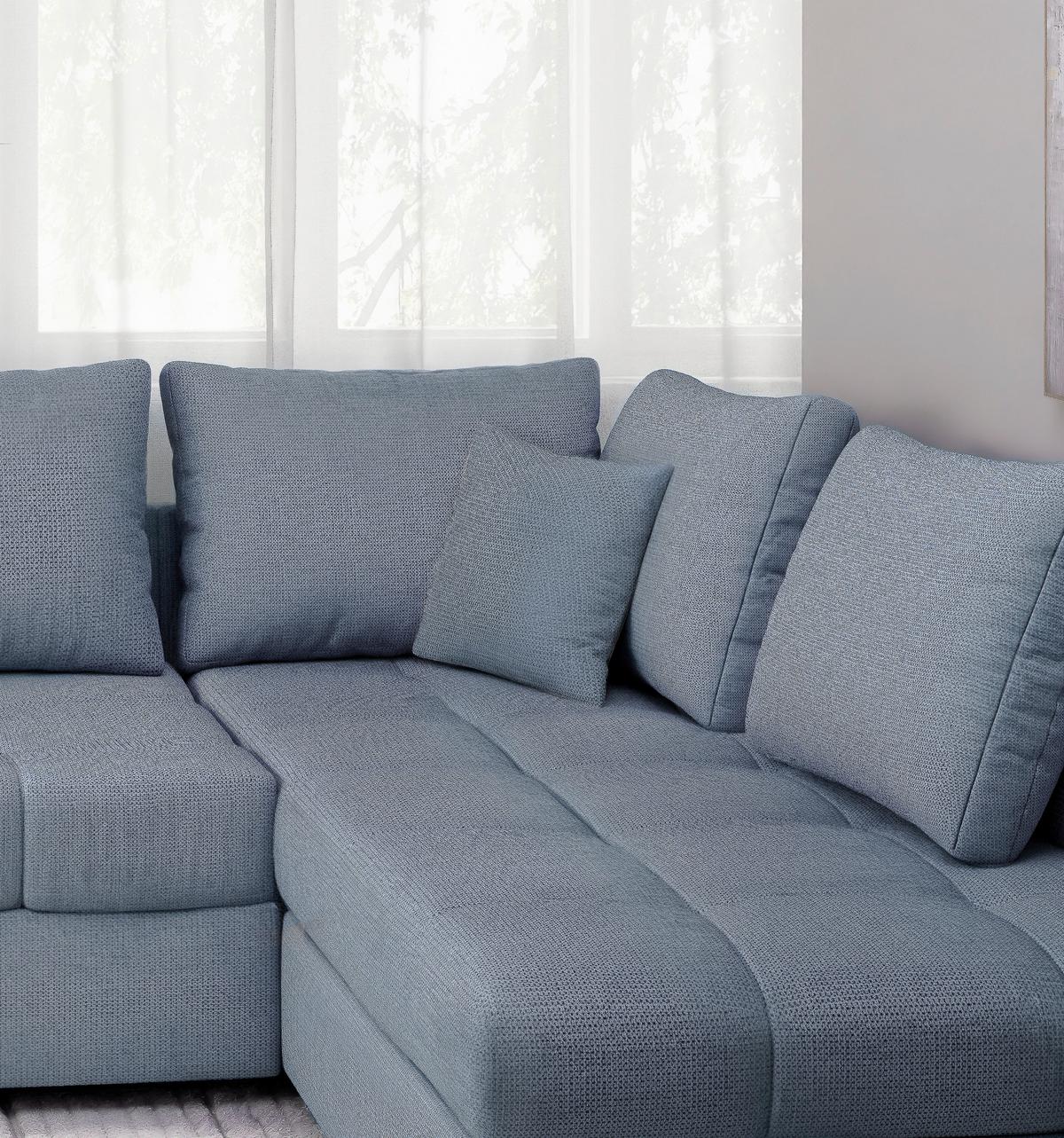 Eckschlafsofa Alvito Hellblau S: 298x202 Cm - Schwarz/Hellblau, MODERN, Textil (298/202cm) - MID.YOU