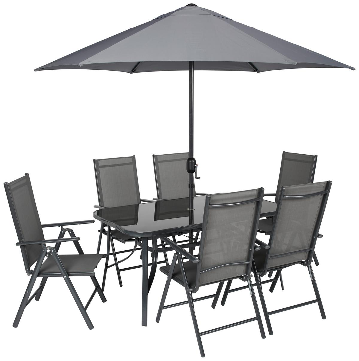 Kerti Étkezőgarnitúra Lisa - antracit/szürke, Modern, Üveg/textil - Luca Bessoni