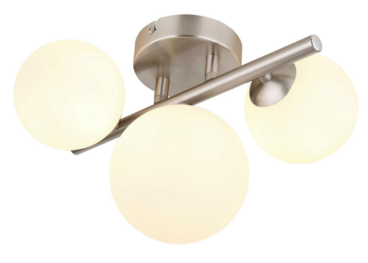 Led Mennyezeti Lámpa 56140-3w - opál/nikkelszínű, Konventionell, Üveg/fém (28,5/23,5/20,5cm) - Globo