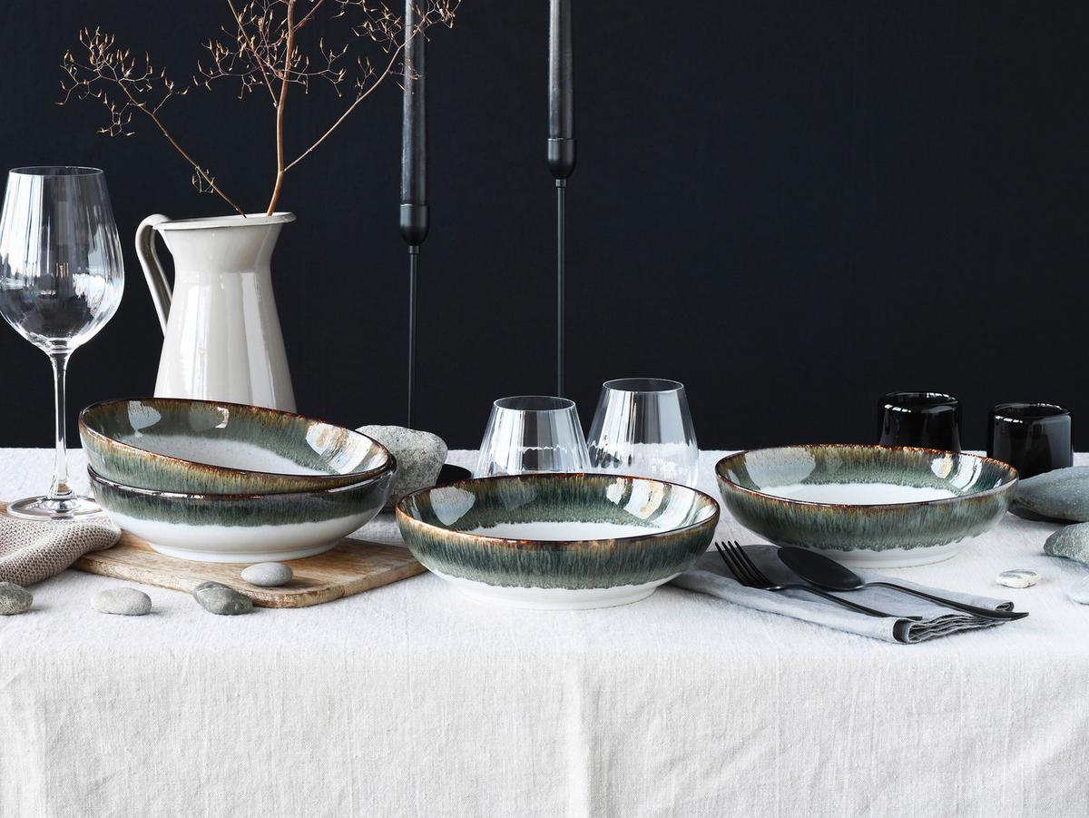 Schüsselset 4 -Teilig. Cascade Steinzeug: Weiß/Grau - Weiß/Grau, Design, Keramik - Creatable