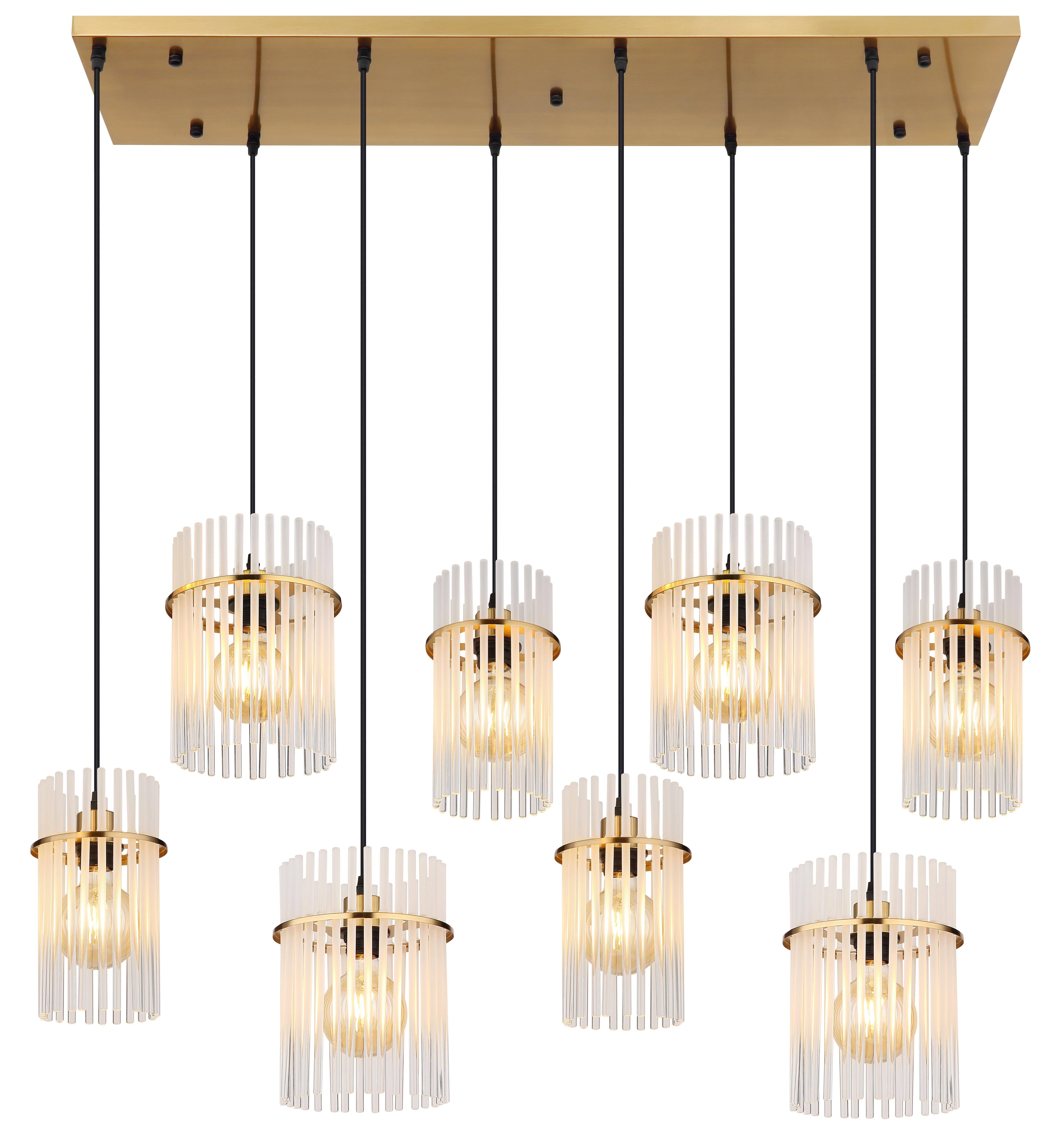 Hängeleuchte Gorley 230V, ca. 110x38x125 cm - Klar/Goldfarben, Trend, Glas/Kunststoff (110/38/125cm) - Globo