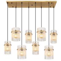 Hängeleuchte Gorley 230V, ca. 110x38x125 cm - Klar/Goldfarben, Trend, Glas/Kunststoff (110/38/125cm) - Globo
