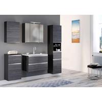 Badmöbel-Set 3-Tlg. inkl. LED Arezzo B: 60cm, Eiche Dekor - Eichefarben/Silberfarben, Basics, Holzwerkstoff/Stein (80cm) - Held