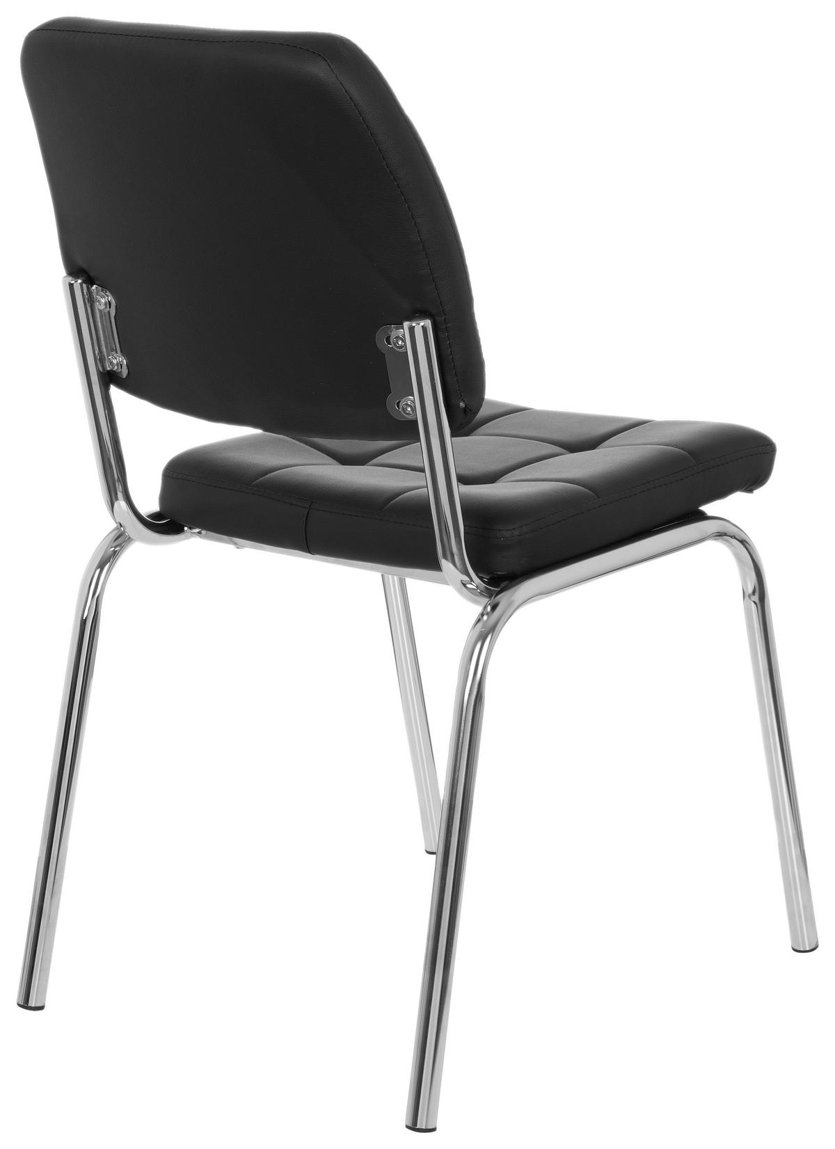 Besucherstuhl Piceno Lederlook Schwarz Bis 110 Kg - Chromfarben/Schwarz, MODERN, Textil/Metall (46/87/50cm) - MID.YOU