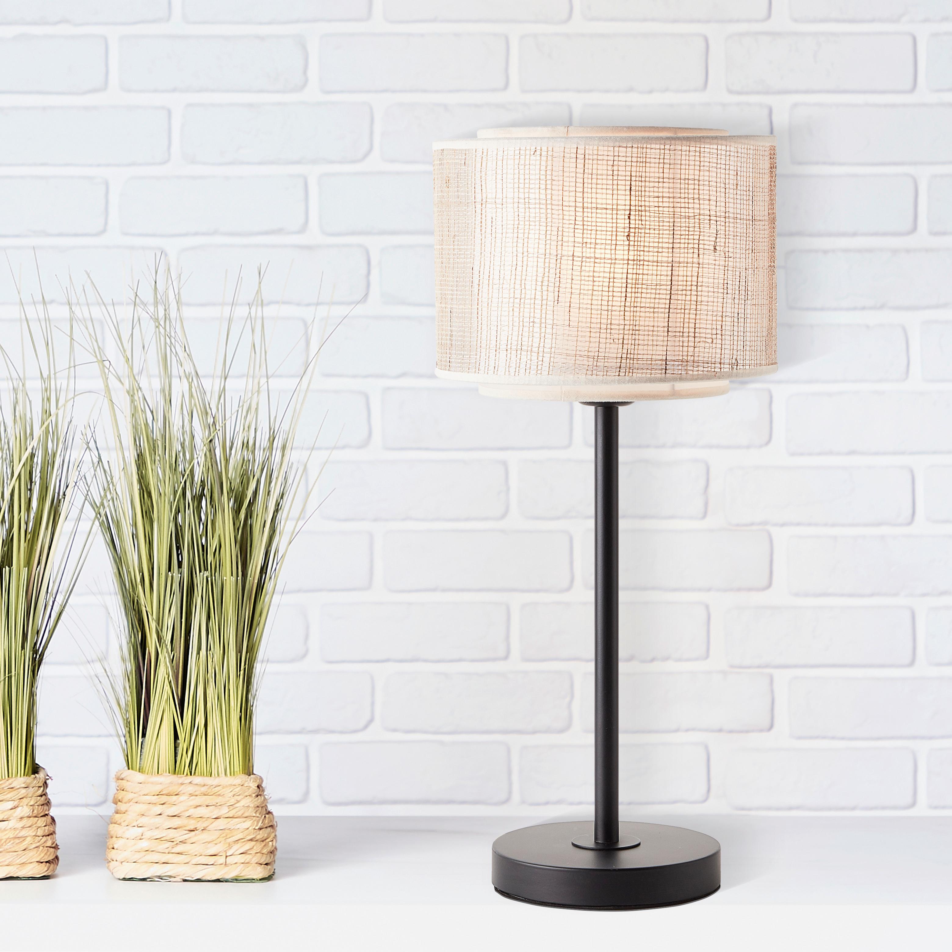 Tischlampe Odar Schwarz/Beige mit Schnurschalter - Beige/Schwarz, Basics, Papier/Textil (22/48cm) - Brilliant